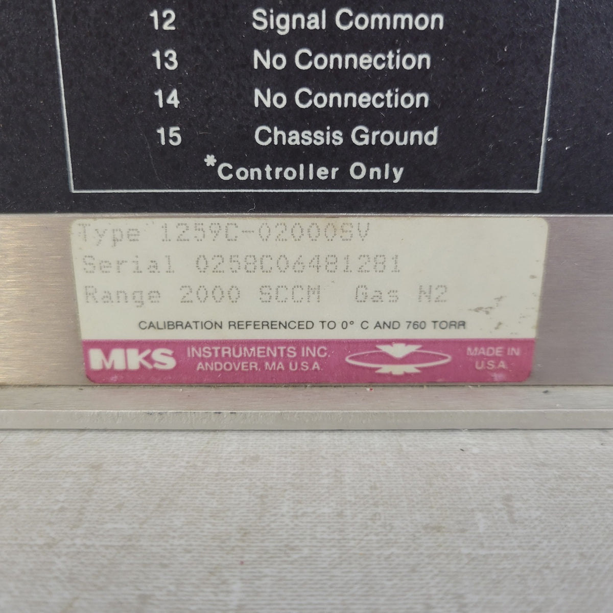 MKS Instruments 1259C-02000SV 2000 SCCM N2 Mass Flow Controller MFC