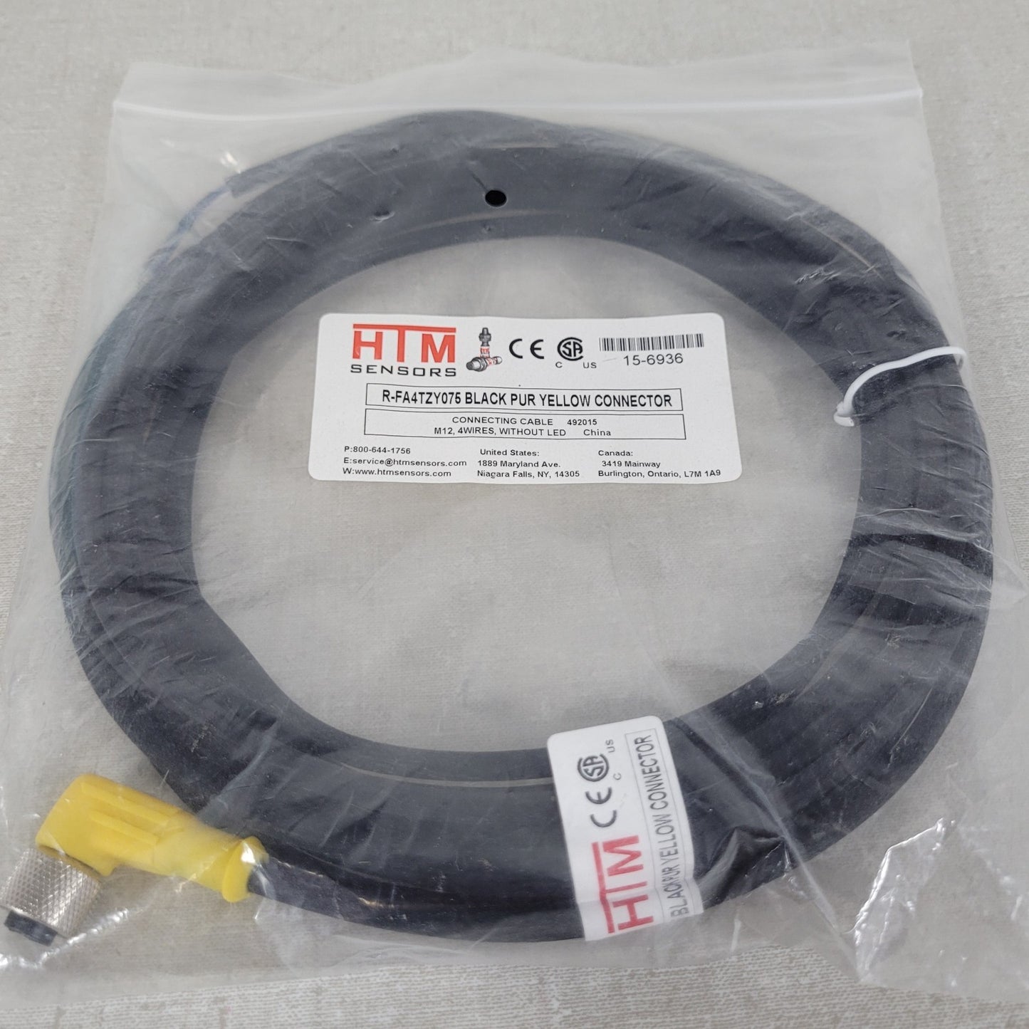 HTM R-FA4TZY075 4-Wire Right Angle Sensor Cable Connector Cordset Industrial