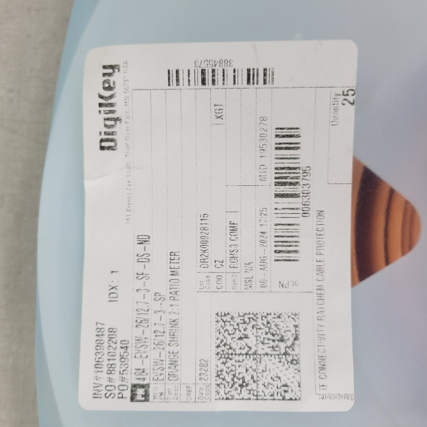 Partial Reel 7ft TE Raychem EVSW-26/12.7-3-SP Orange Heat Shrink Tubing 2:1