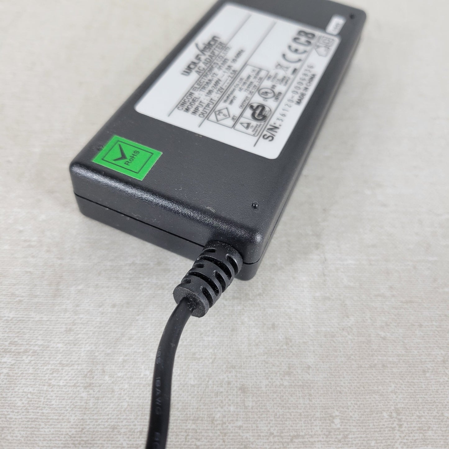 WolfVision Cincon TR36A12 12V 2.5A AC/DC Power Adapter No Cord
