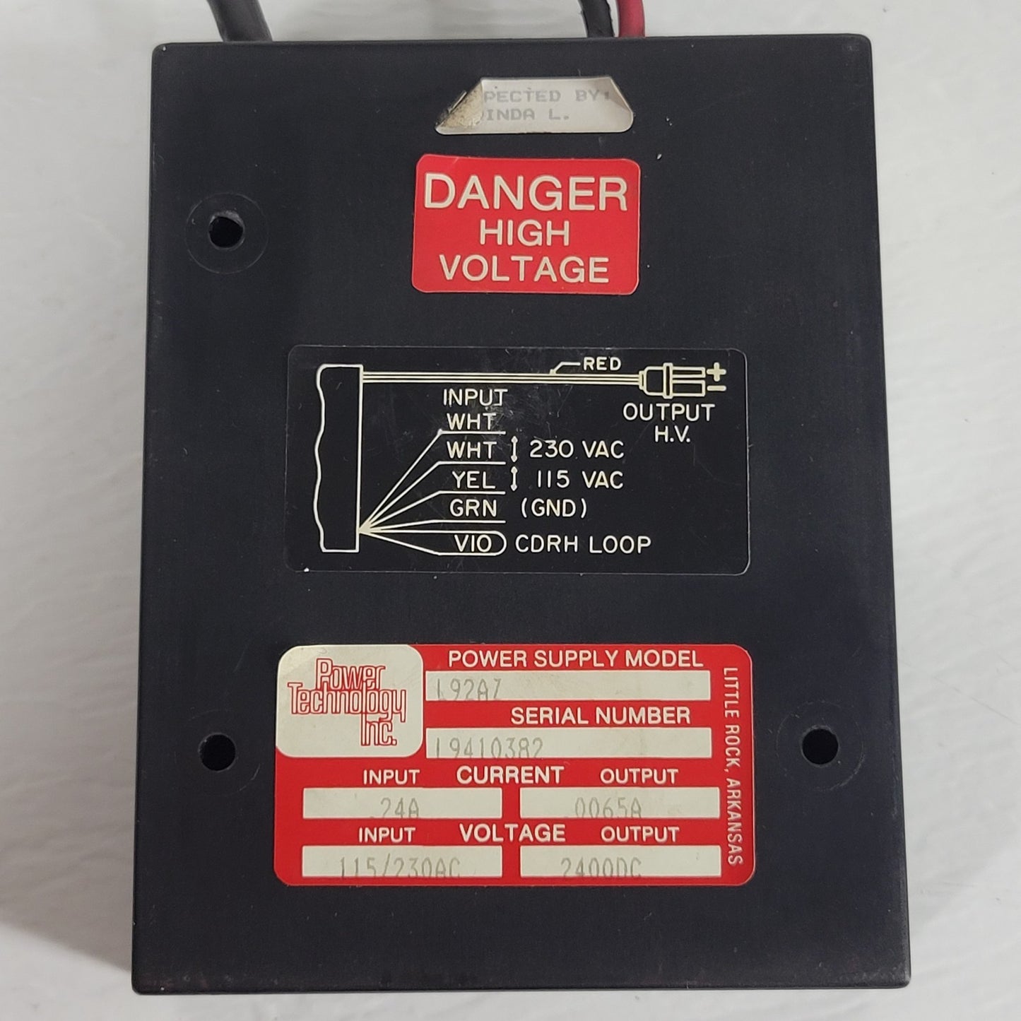 POWER TECH Power Supply L92AZ, .24A In, .0065A Out, 115/230 VAC In, 2400VDC Out