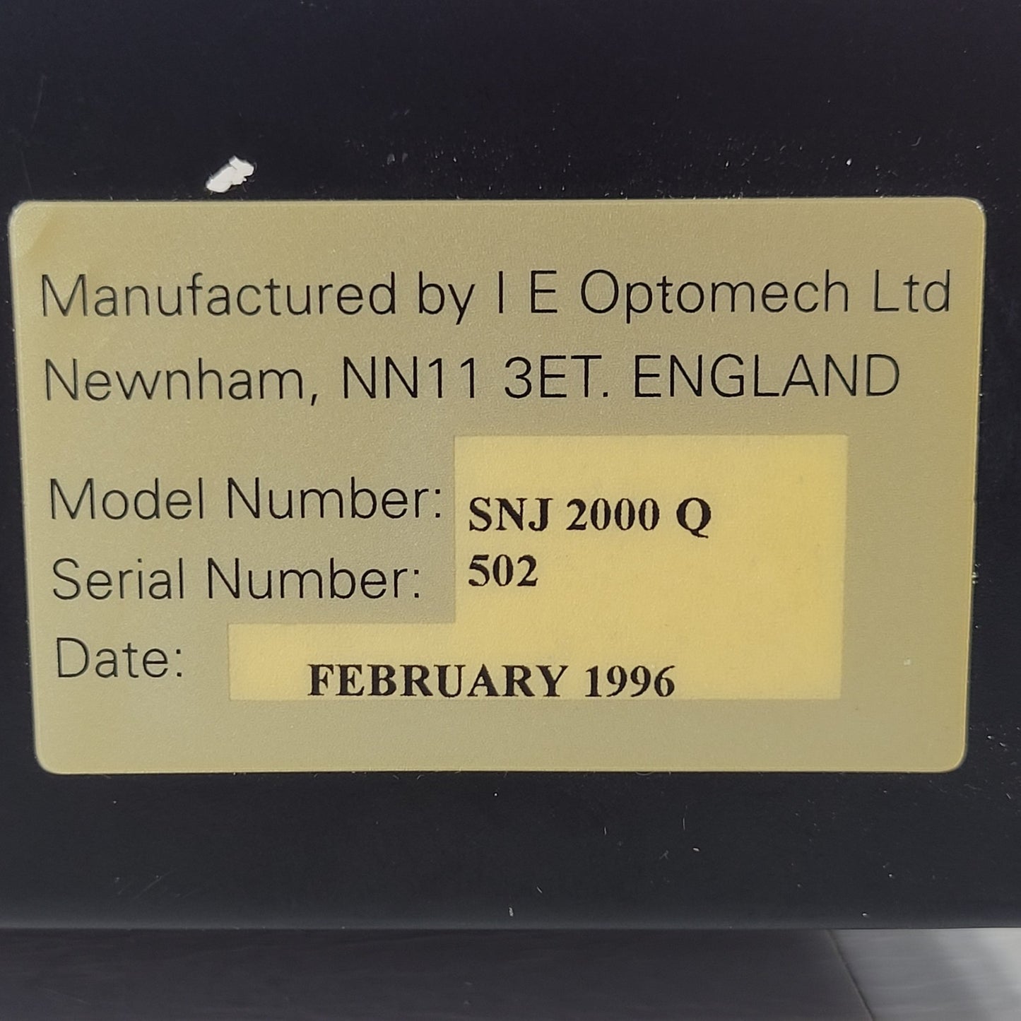 Vintage IE Optomech SNJ2000Q Class IV Scientific Research Laser System DPSS