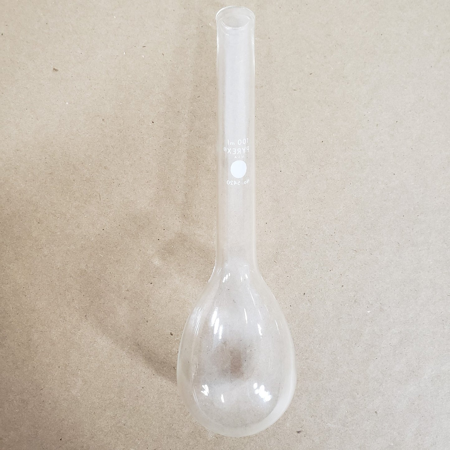 Lot of 4 Corning 5420-100 PYREX 100mL Long Neck Kjeldahl Flasks Round Bottom