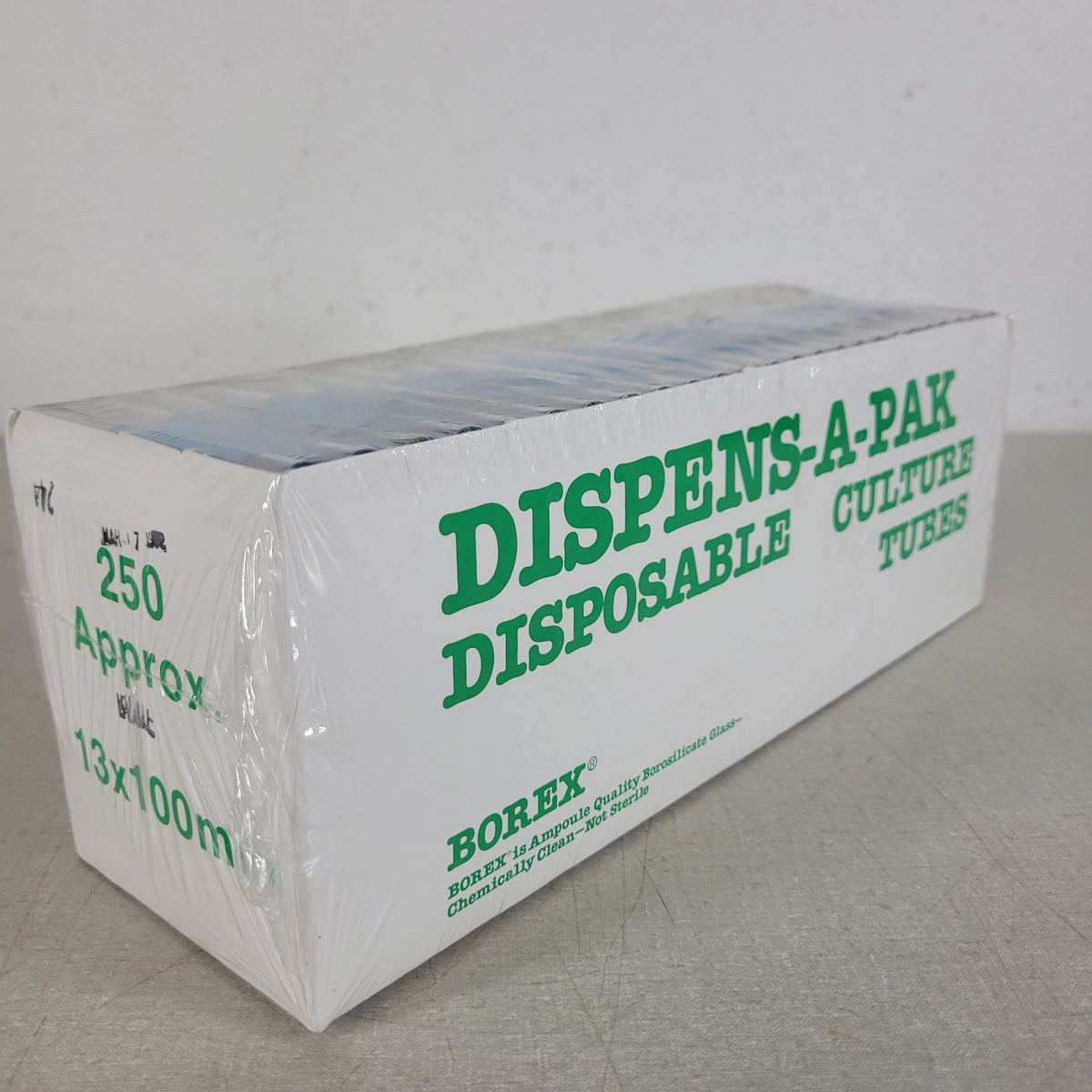 Borex 13x100mm Borosilicate Glass Culture Test Tubes Disposable 250 Pack