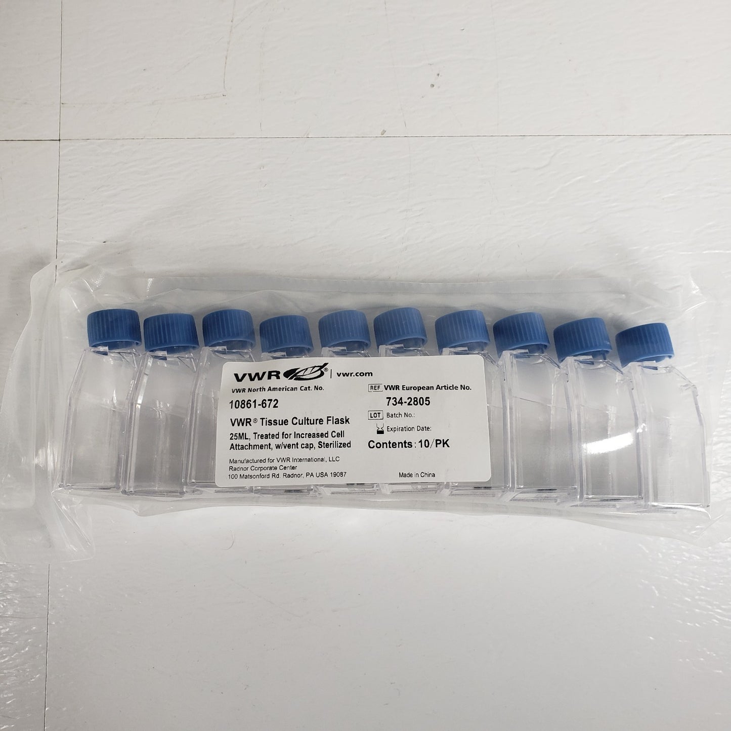 VWR 10861-672 25mL Cell Culture Flasks Treated Vent Cap Sterile 120x
