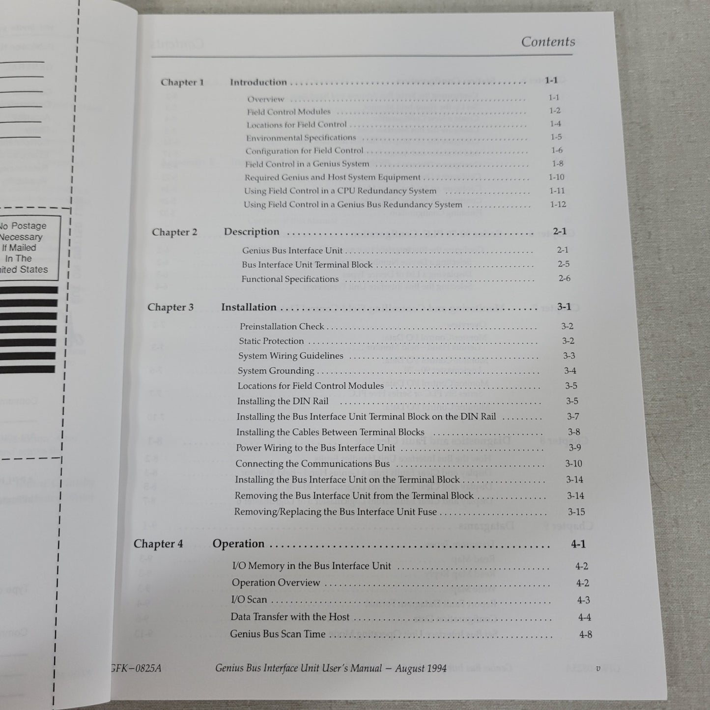 GE Fanuc GFK-0825 Field Control Genius Bus Interface Unit User Manual
