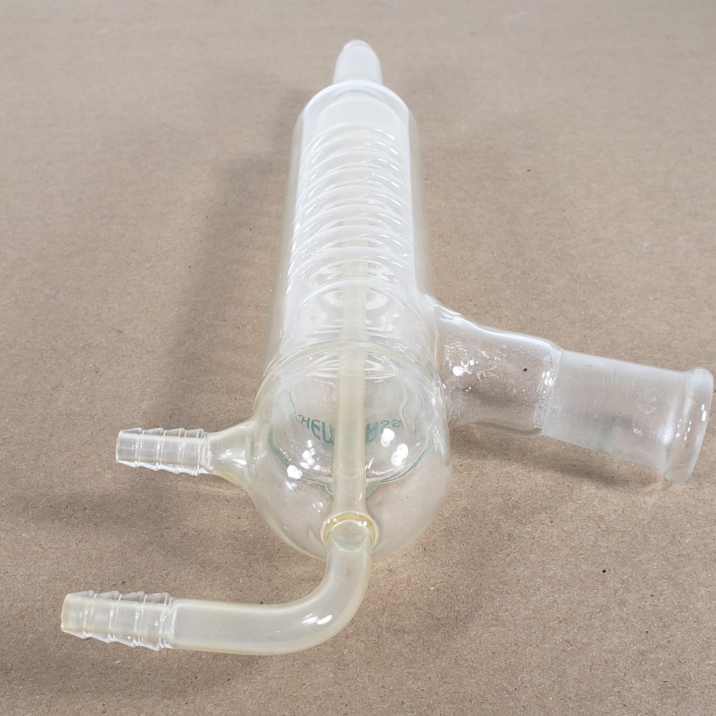 CHEMGLASS CG-1210-01 Friedrich Coiled Condenser 330mm 15° Angled 24/40 Joints