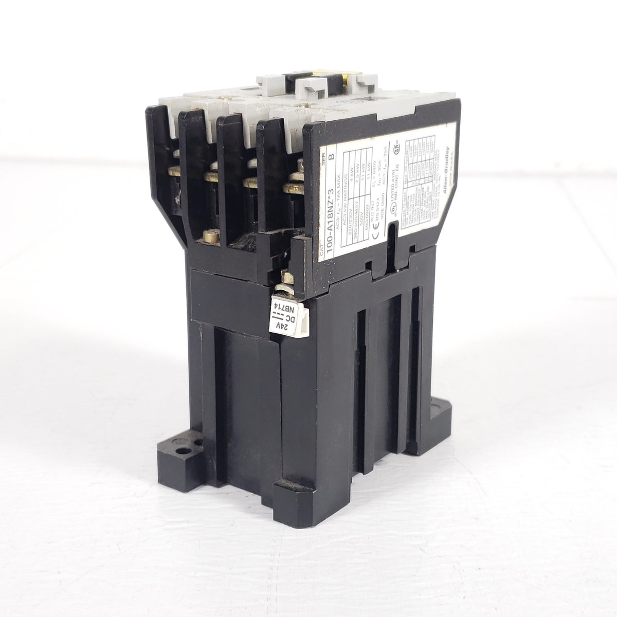 Allen-Bradley 100-A18NZ243 Series B 18A Contactor 24VDC Coil 3P+1NO