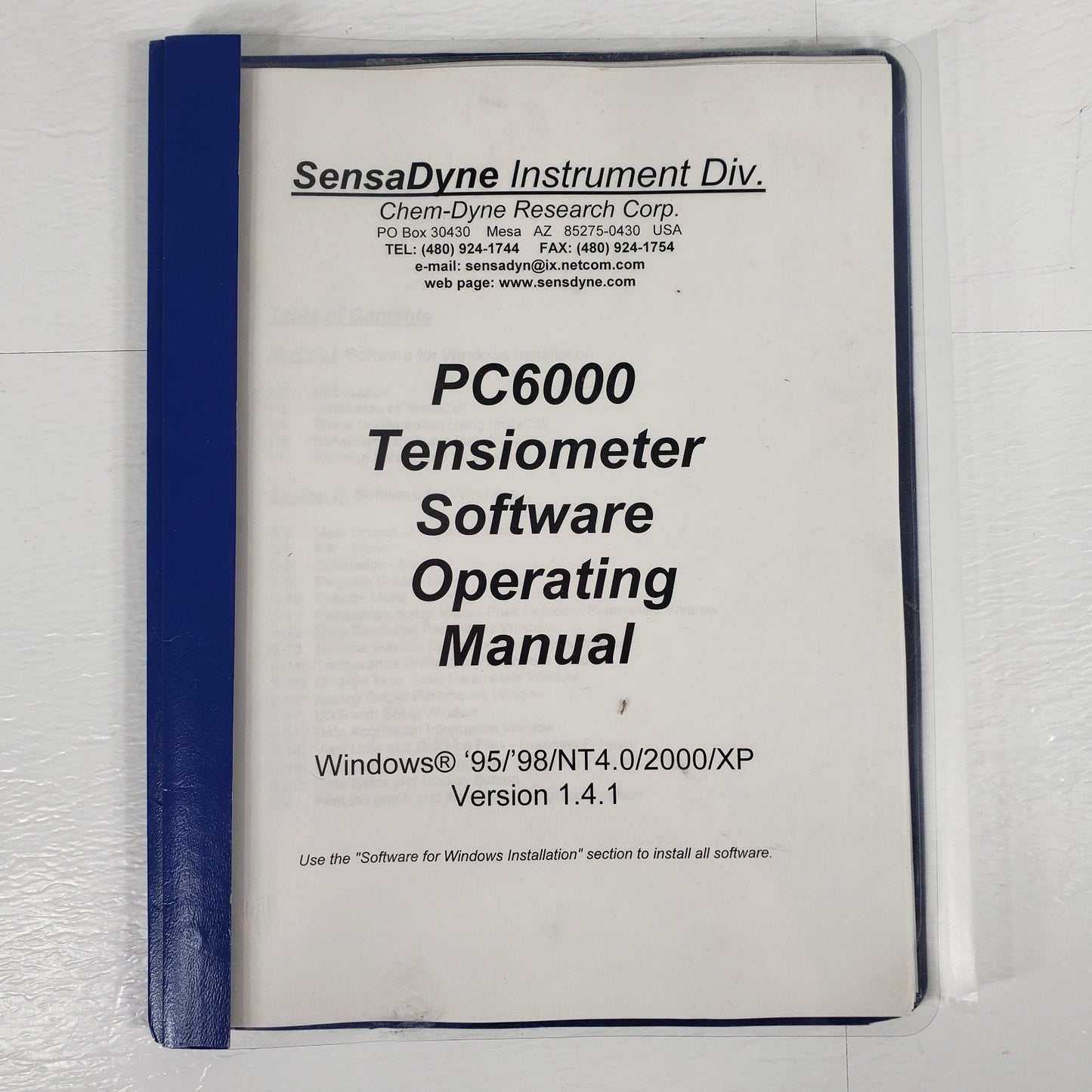SensaDyne QC6000 Dynamic Surface Tensiometer w/ Probe Stand & Manuals