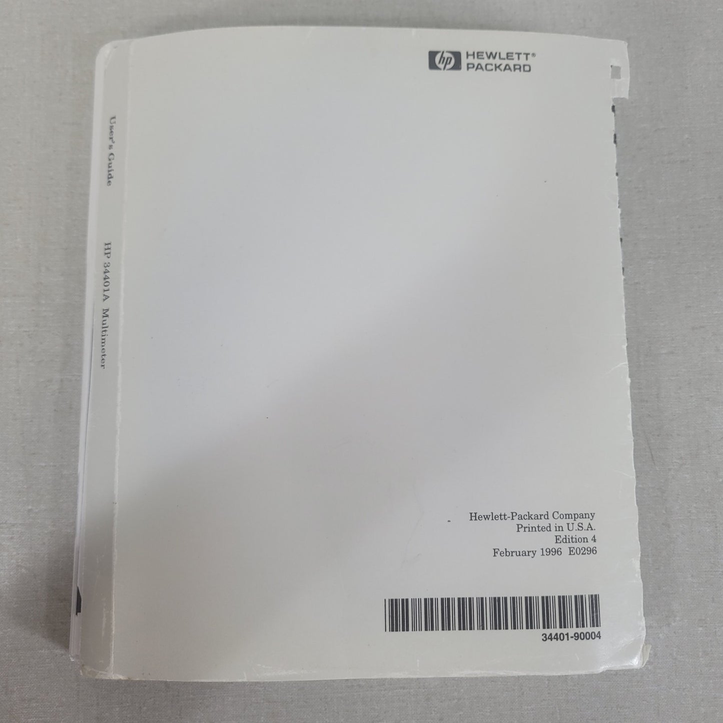 HP Agilent 34401A 6.5-Digit Digital Multimeter User Guide Manual 34401-90004