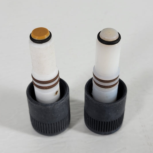 Two CHEMGLASS PTFE 0-12mm Vacuum Valve Plug-Only for Vac. Systems, Brown & Black