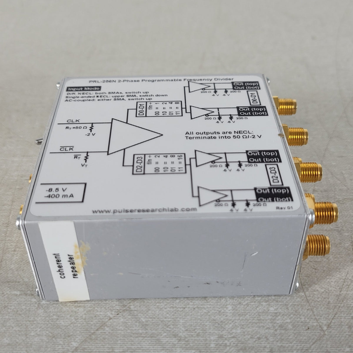 Pulse Research Lab PRL-256N 2-Phase Programmable NECL Frequency Divider 2GHz