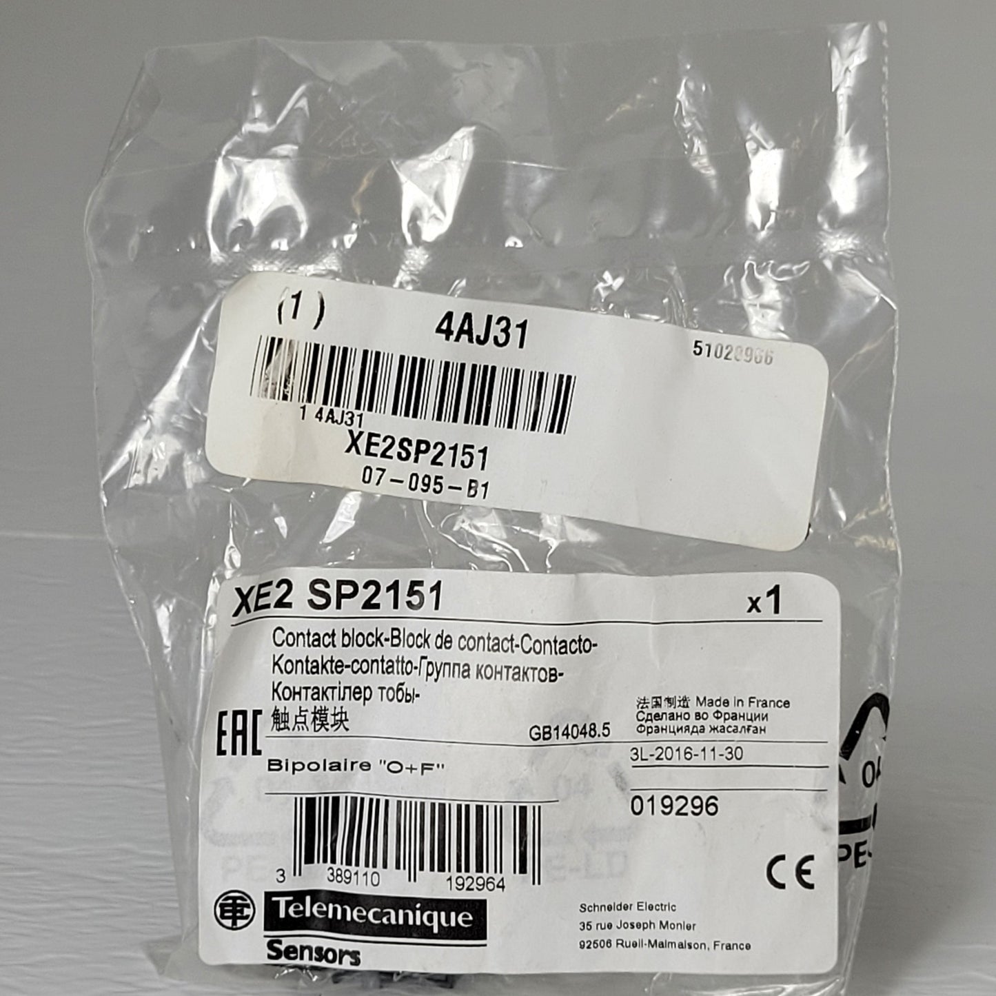 Telemecanique Sensors XE2 SP2151 Limit Switch Contact Block Sensor Snap Action
