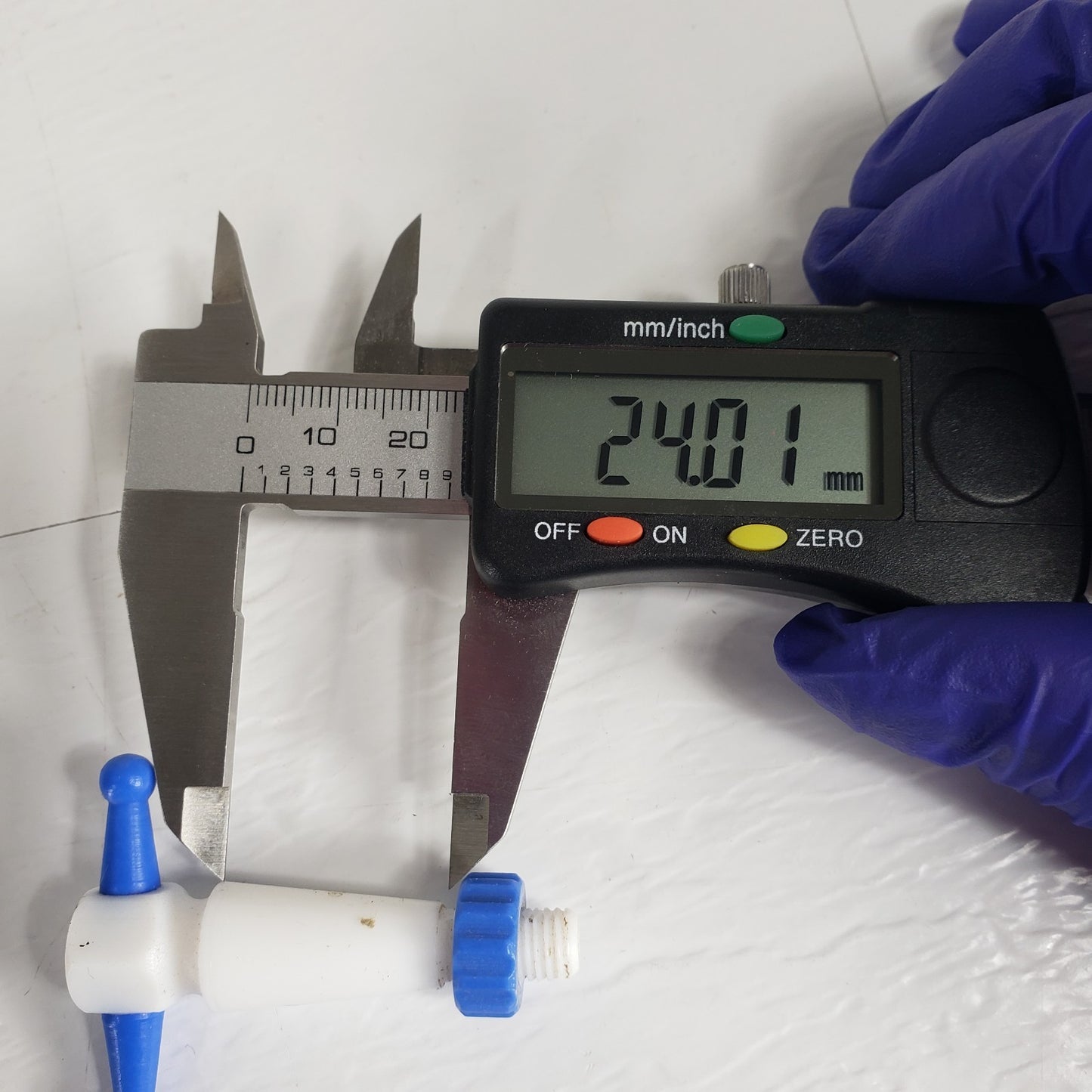 Two PTFE 12.3/24mm 2mm Bore Tapered Stopcocks for Glassware in Labs, Blue