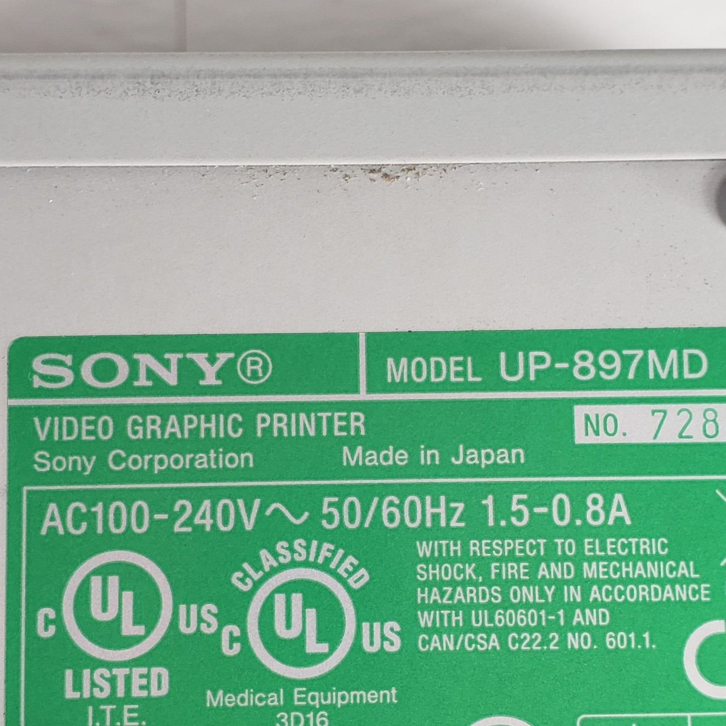 Sony UP-897MD Black & White Video Graphic Printer for Ultrasounds