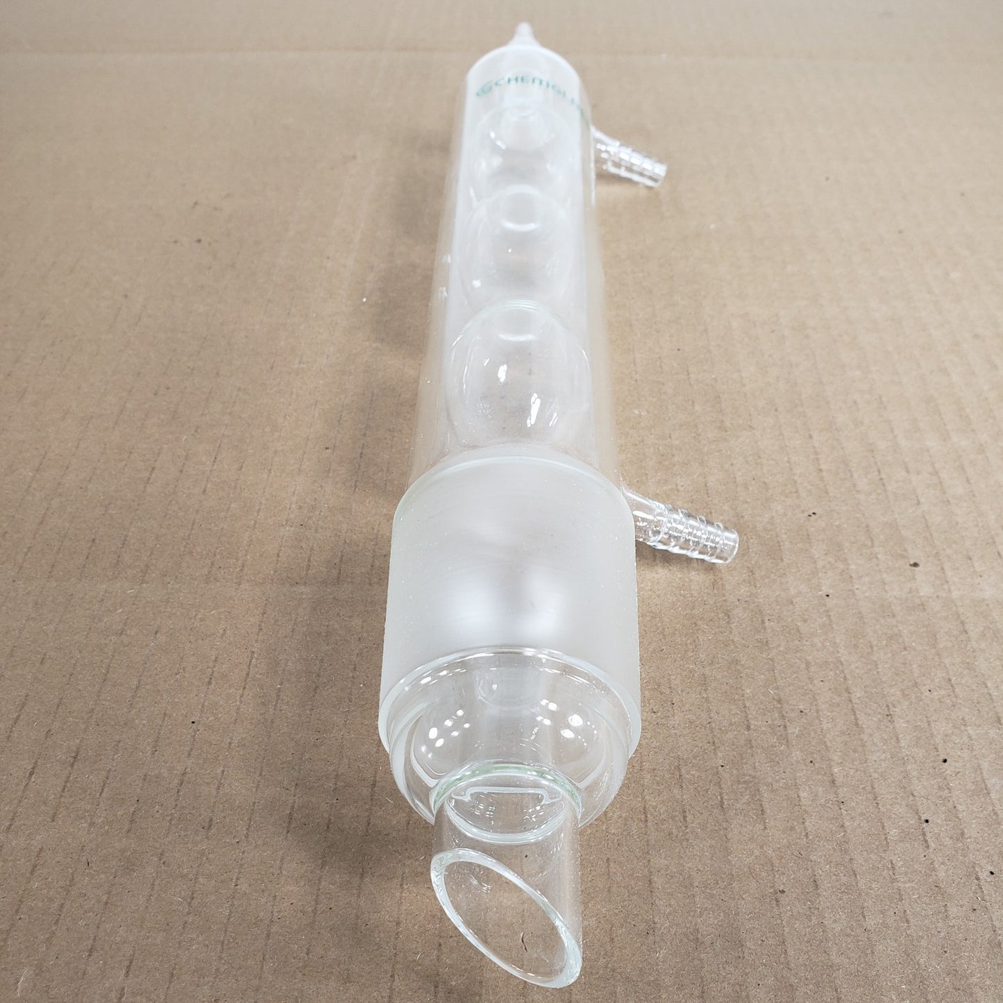 Chemglass CG-1368 Style Allihn Reflux Condenser 55/50 Bottom 1/4" Barb Hose Top