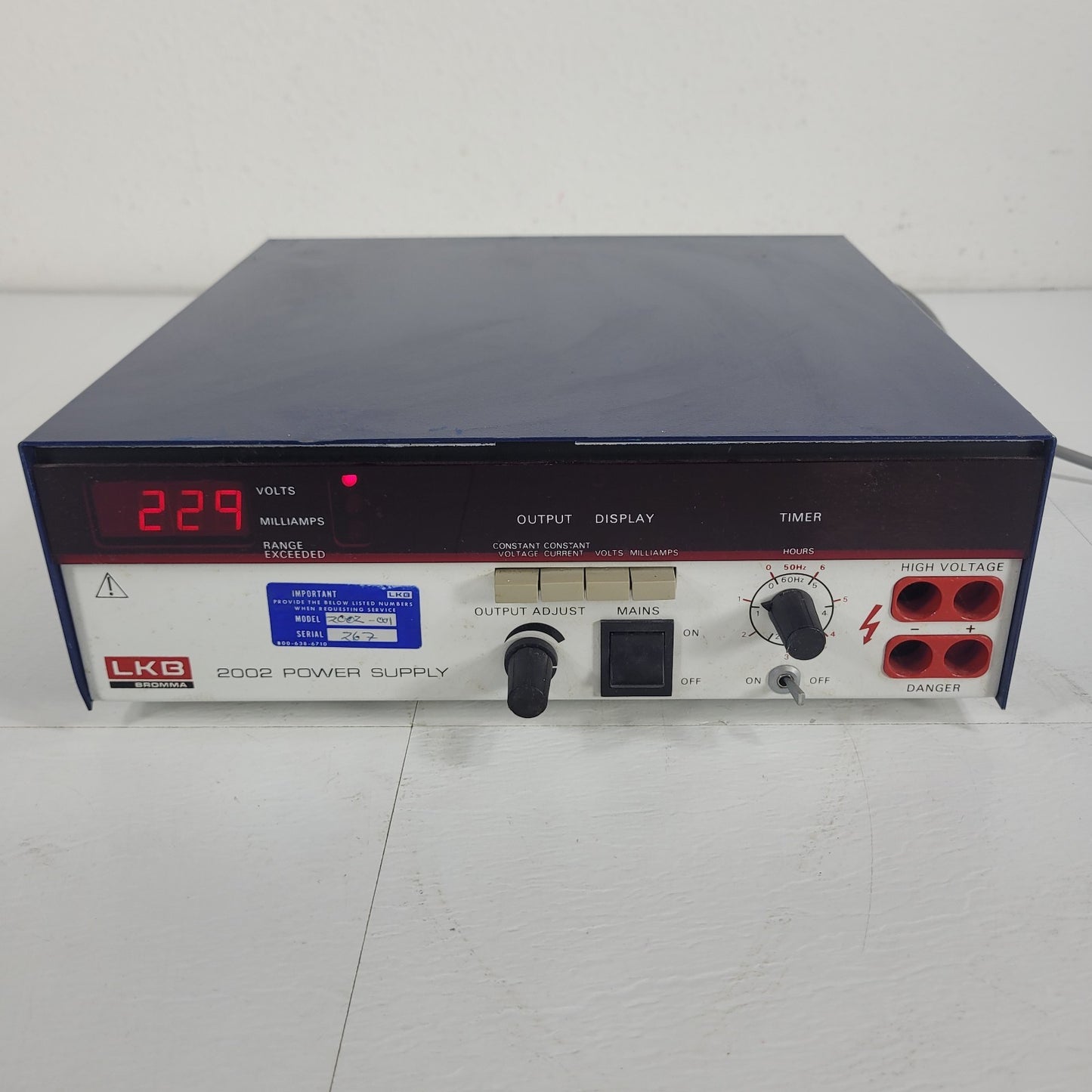 LKB Bromma 2002 95-71-1002 Variable DC Electrophoresis Power Supply TESTED