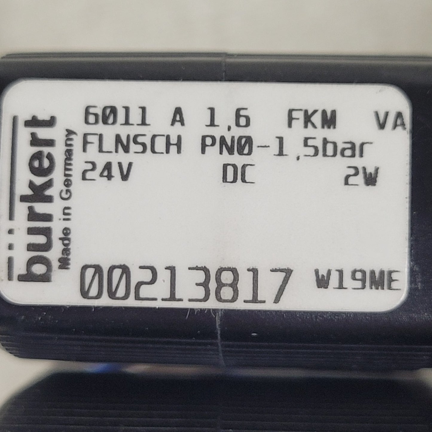 BURKERT FLNSCH PN 0-1.5bar 24V 2W DC 00213817 KF16 NW16 to 1/4"