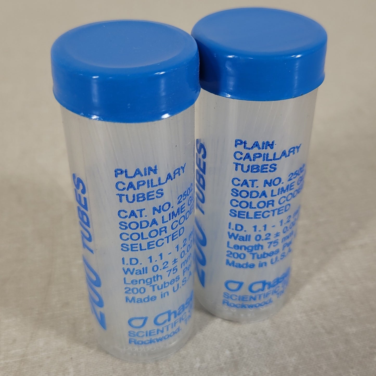 2x Chase Scientific 2502 Plain Microhematocrit Capillary Tubes 75mm 400 Total
