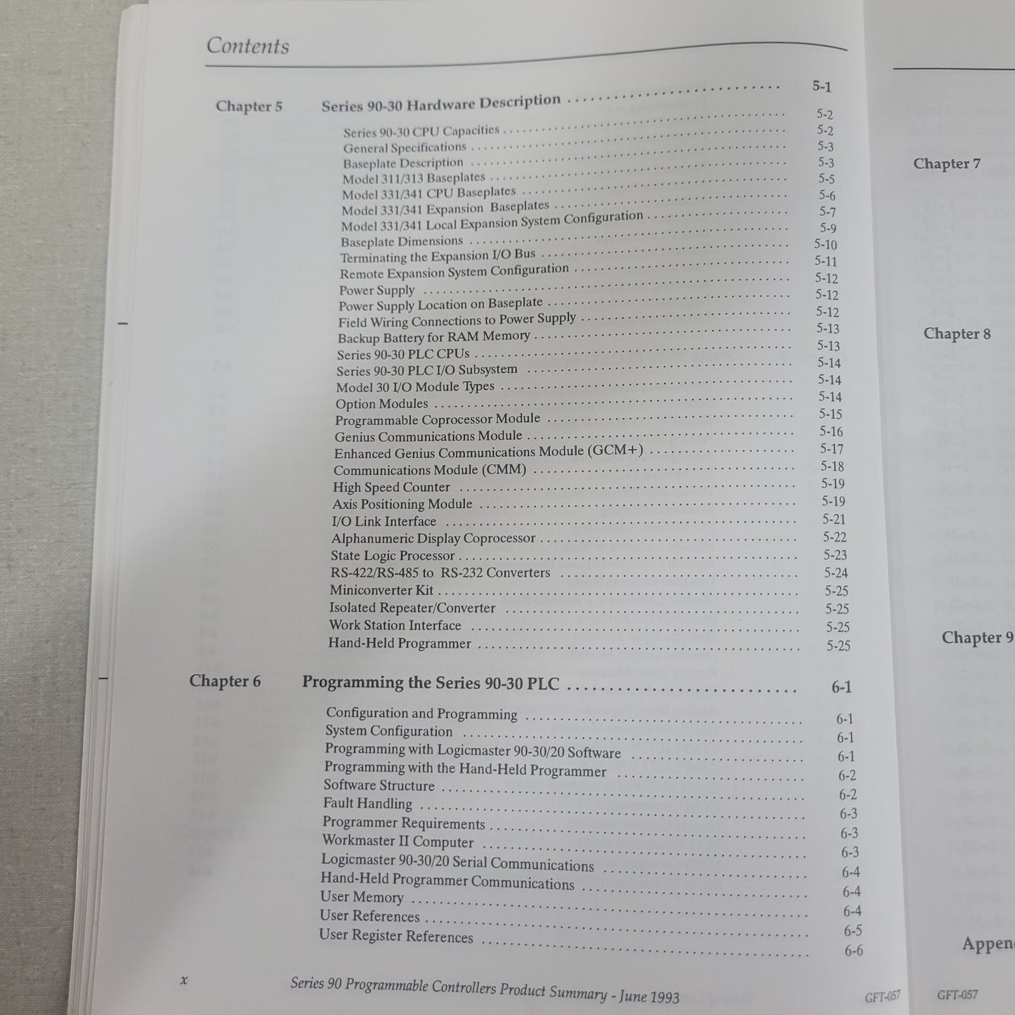 GE Fanuc GFT-057C Series 90 PLC Programmable Controllers Product Summary Manual
