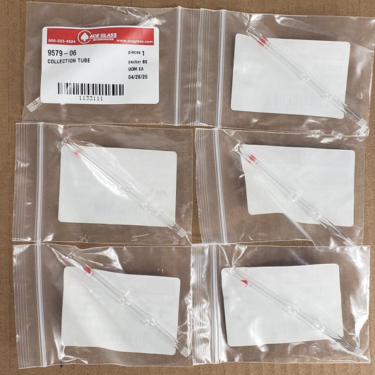 Lot Of 6 Ace Glass 97579-06 Collection Tubes 5/5M Outer Joints 0.1mL Tranfer