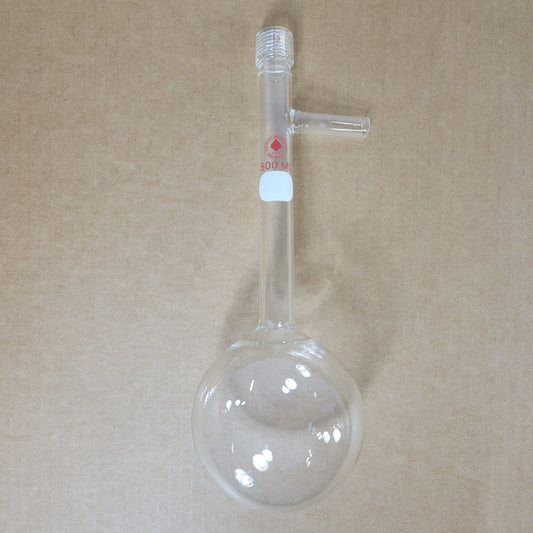 Ace Glass 7814-08 500mL Round Bottom Flask 3/8" OD Cajon Side Arm #15 Threads