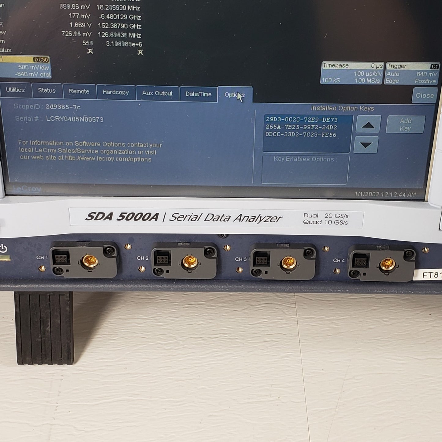 TESTED LeCroy SDA-5000A 4 Channel Serial Data Analyzer Oscilloscope 20GS/s 4Vpk