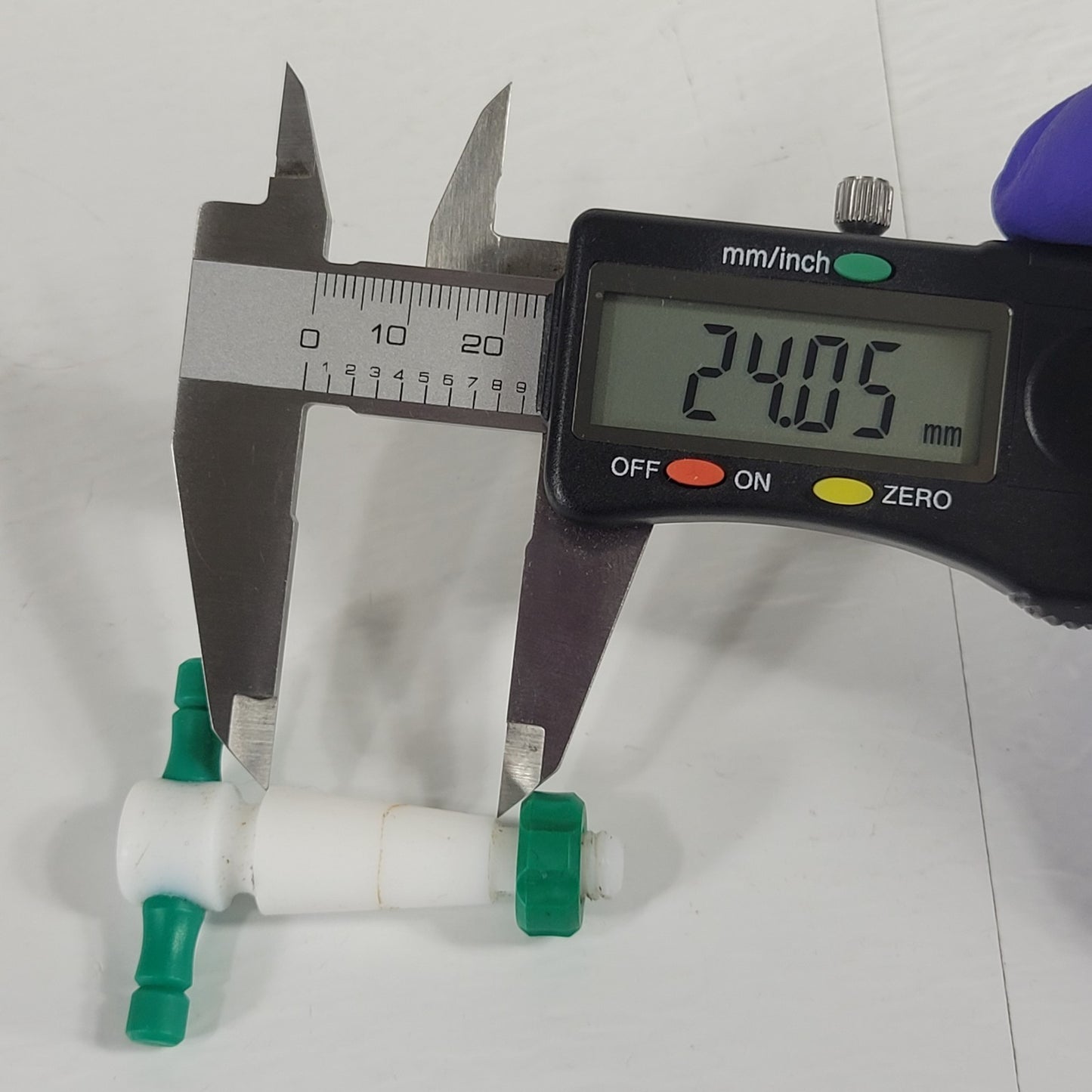 Two PTFE 12.3/24mm 2mm Bore Tapered Stopcocks for Glassware in Labs, Green