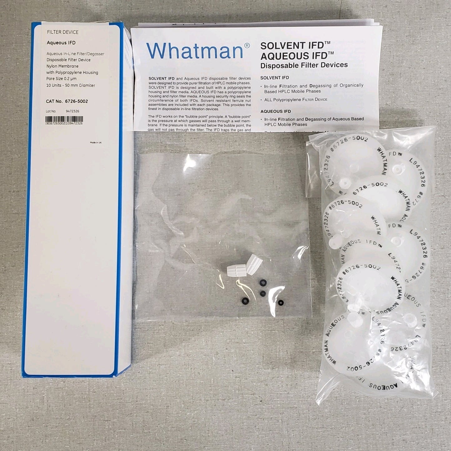Whatman 6726-5002 50mm Dia 0.2um Pore Disposable Aqueous In-Line Filters 10/pk