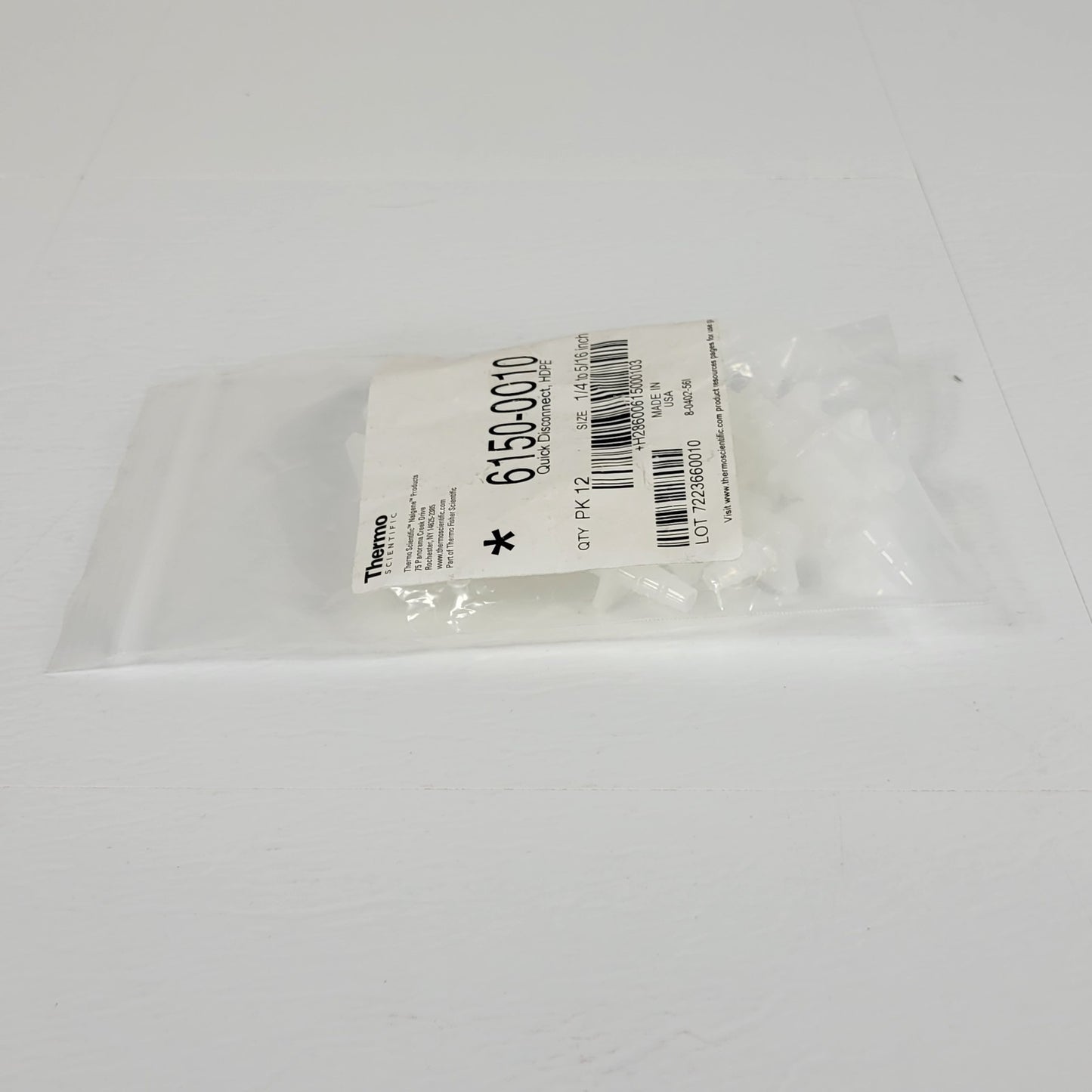 Thermo Scientific 6150-0010 Quick Connect HDPE 1/4" To 5/16" Pack Of 12