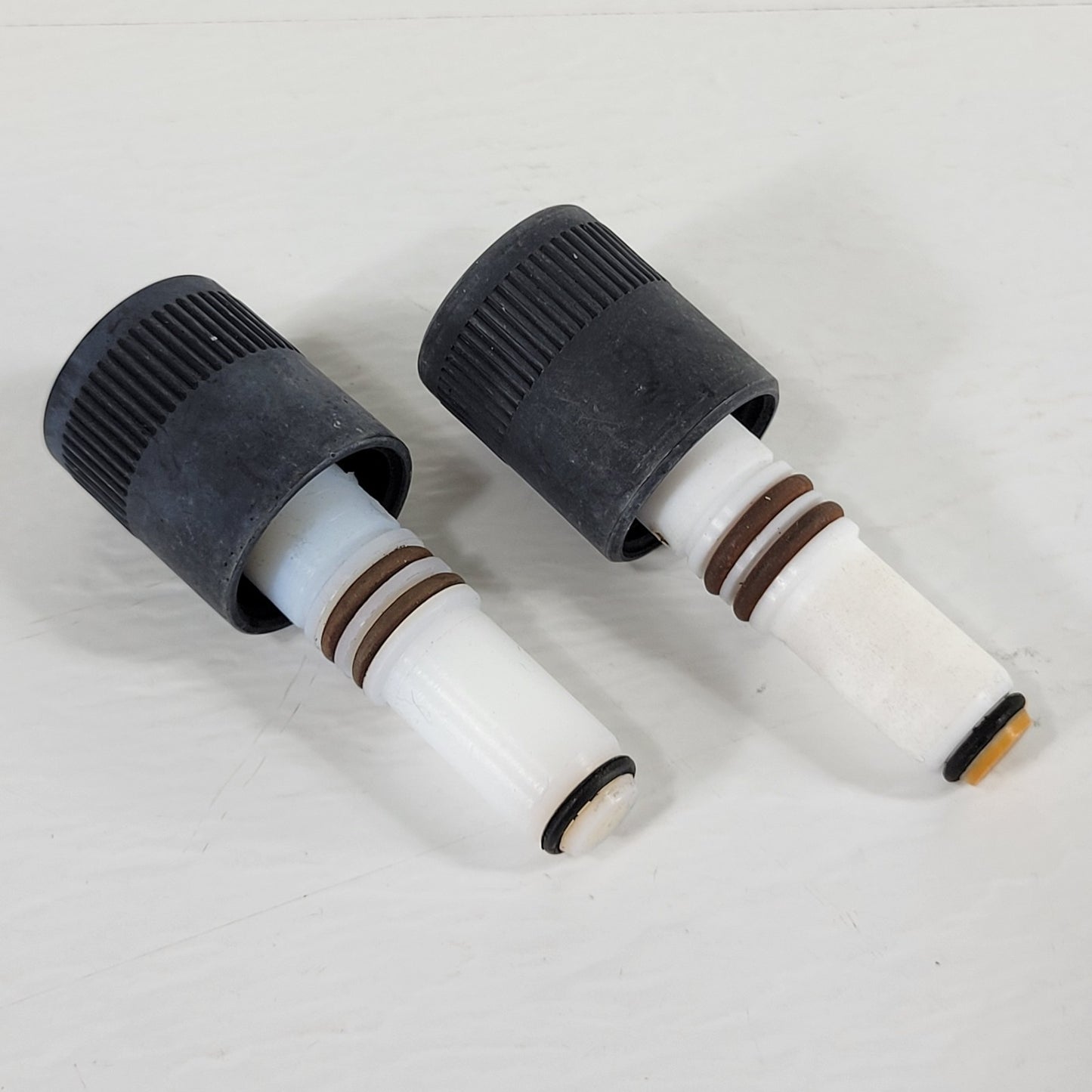 Two CHEMGLASS PTFE 0-12mm Vacuum Valve Plug-Only for Vac. Systems, Brown & Black