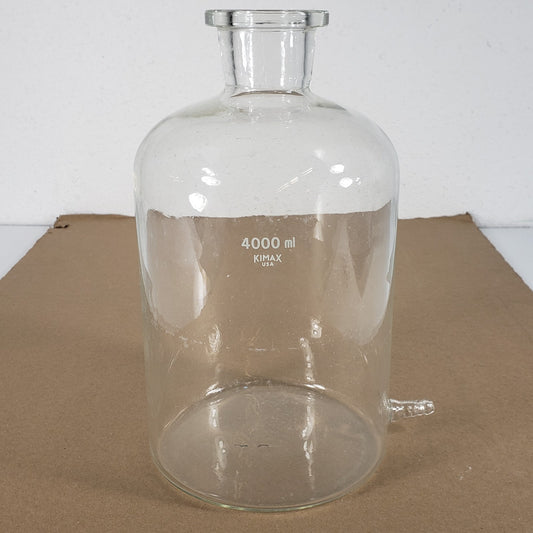 Kimax 14607-4000 4000mL Glass Reservoir Bottle w/3/8" Bottom Hose Outlet