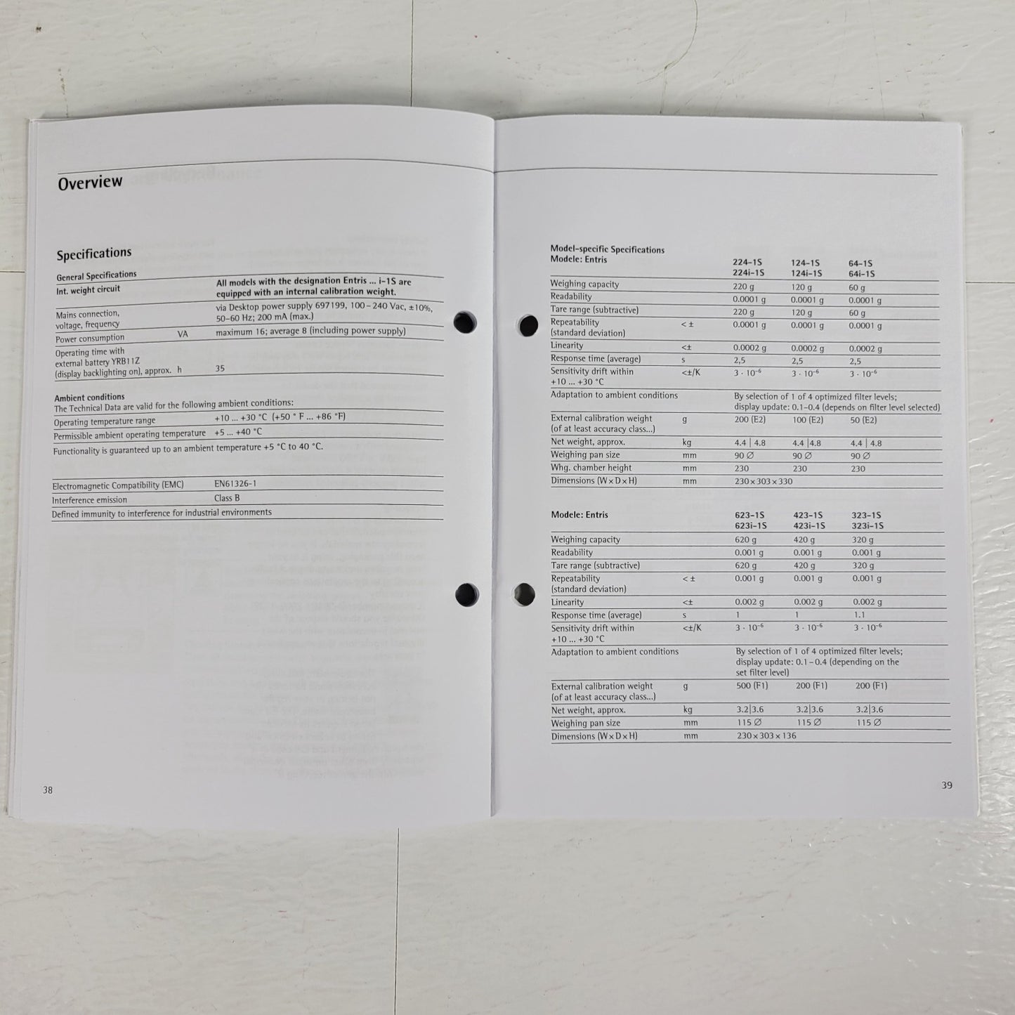 Sartorius Entris 98648-019-79 Laboratory Balance Operating Manual OEM