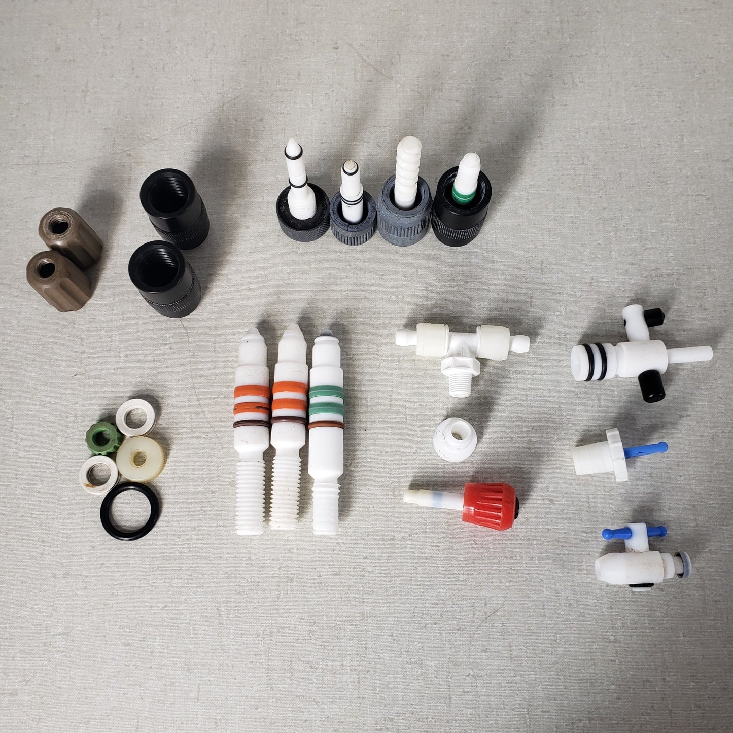 Assorted PTFE Glassware Accesories for Laboratory Use, 13mm, 10mm, & 9mm Plugs
