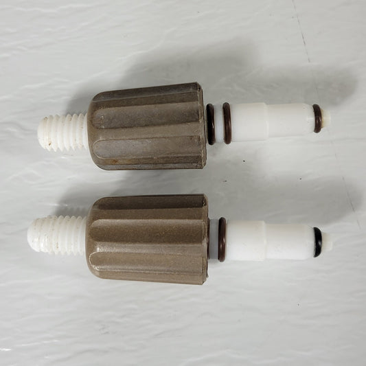 Two CHEMGLASS PTFE 0-8mm High Vacuum Valve Plugs for High Vacuum Systems, Brown