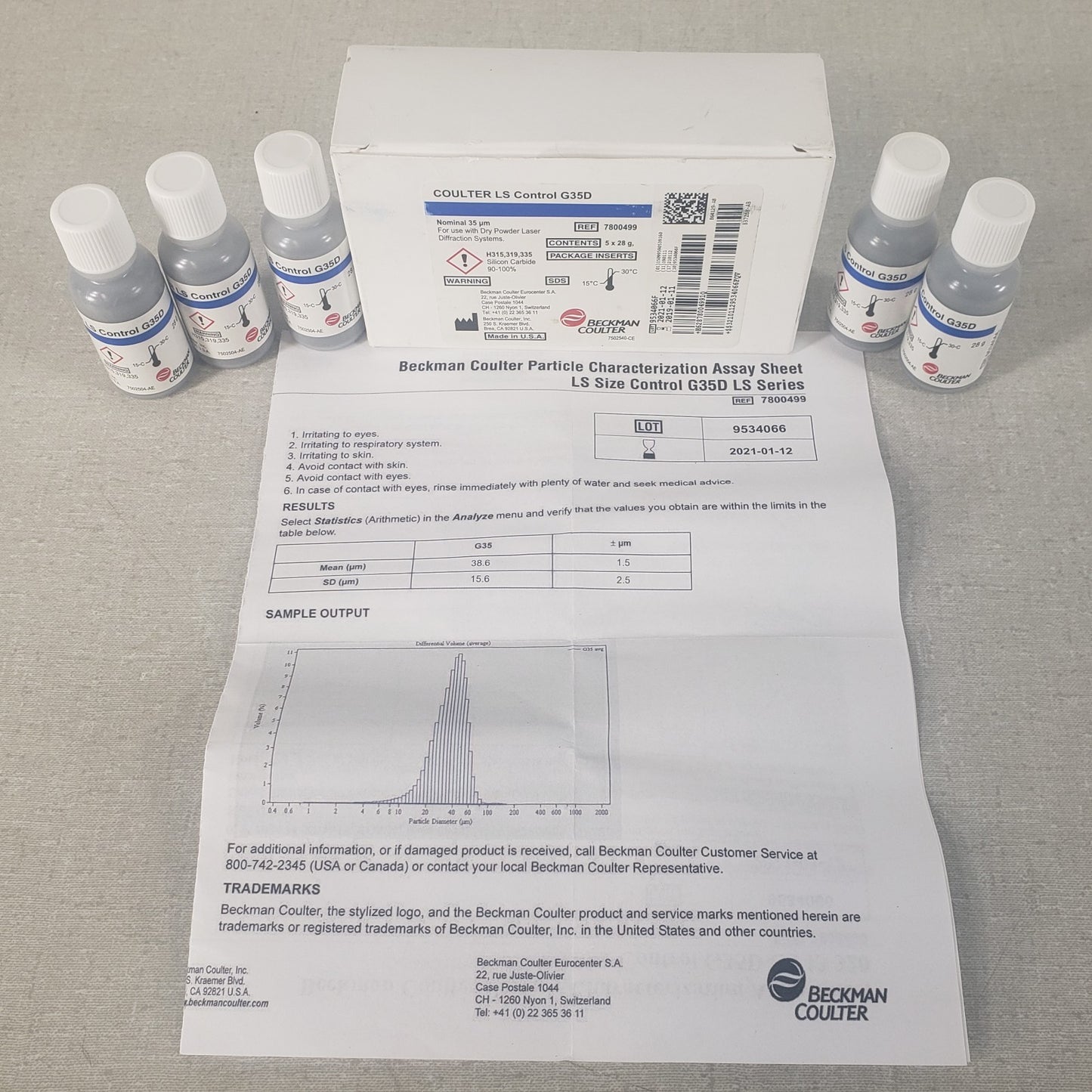 Beckman Coulter 7800499 LS Control G35D 35um SiC Dry Powder Standard 130g