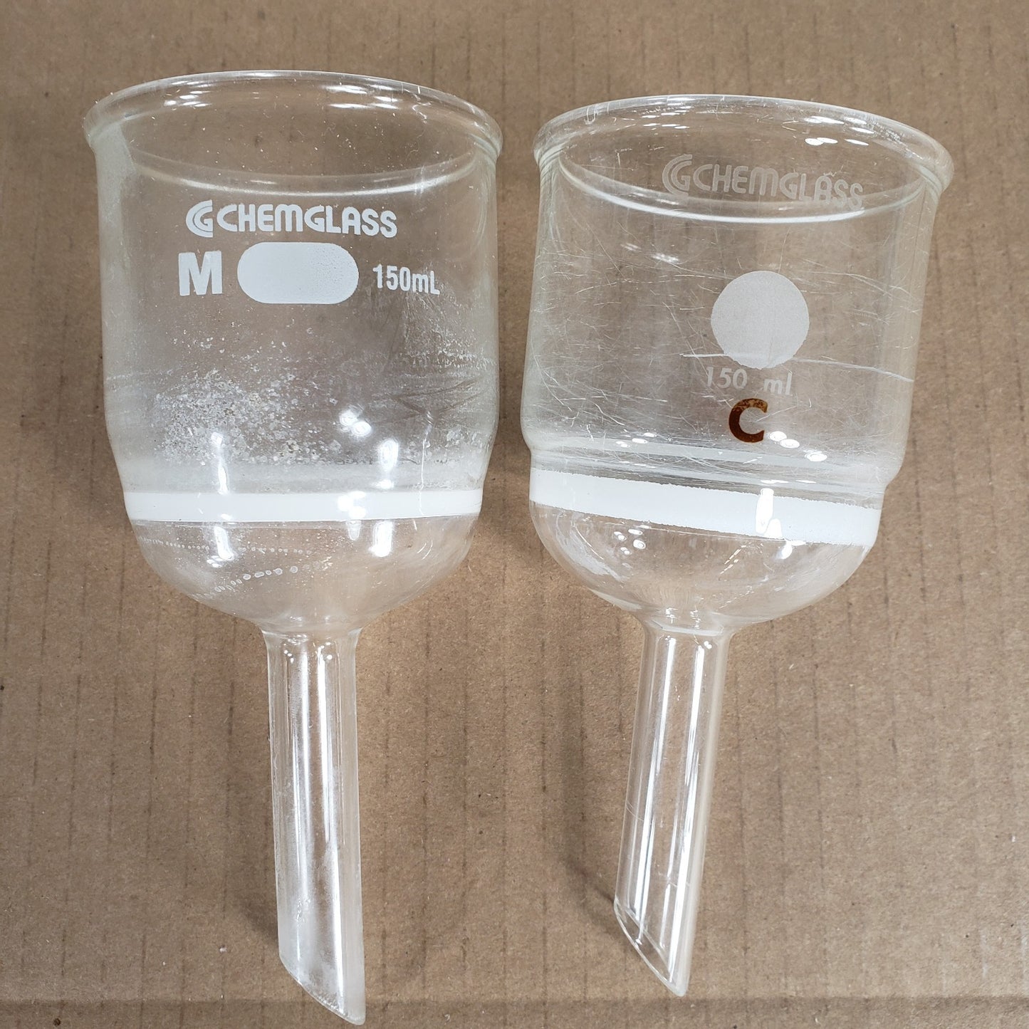 Chemglass CG-1402-18/19 150mL Buchner Filtration Funnels Coarse/Medium Frits