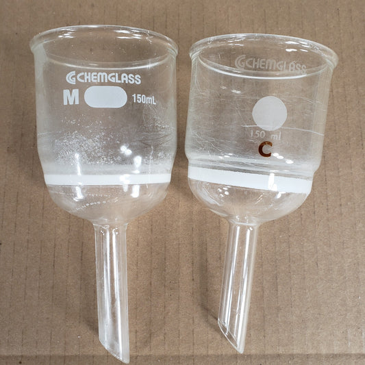 Chemglass CG-1402-18/19 150mL Buchner Filtration Funnels Coarse/Medium Frits