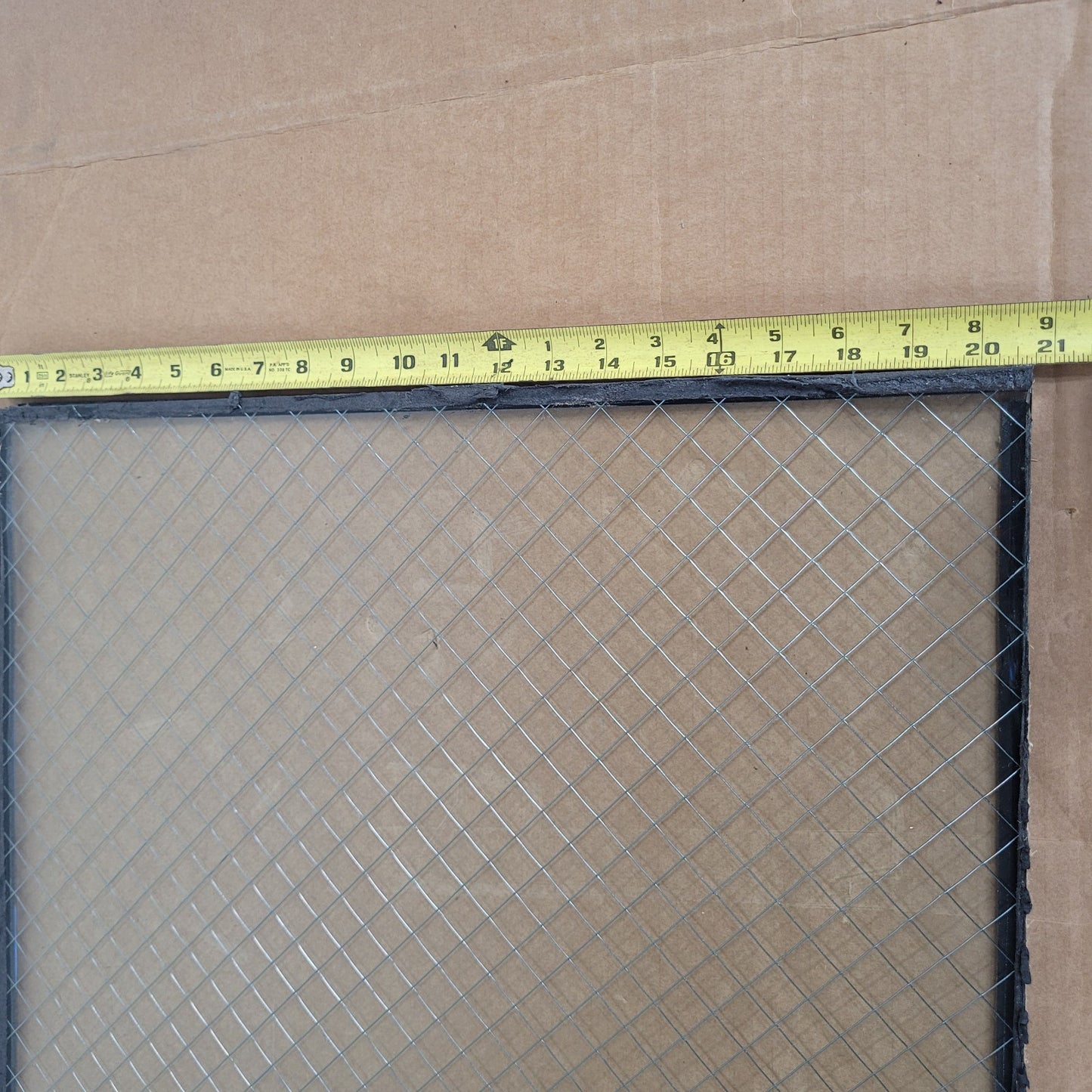 20.25in x 20.25in x 7.5mm Thick Wired Glass Panel Industrial Viewing Window