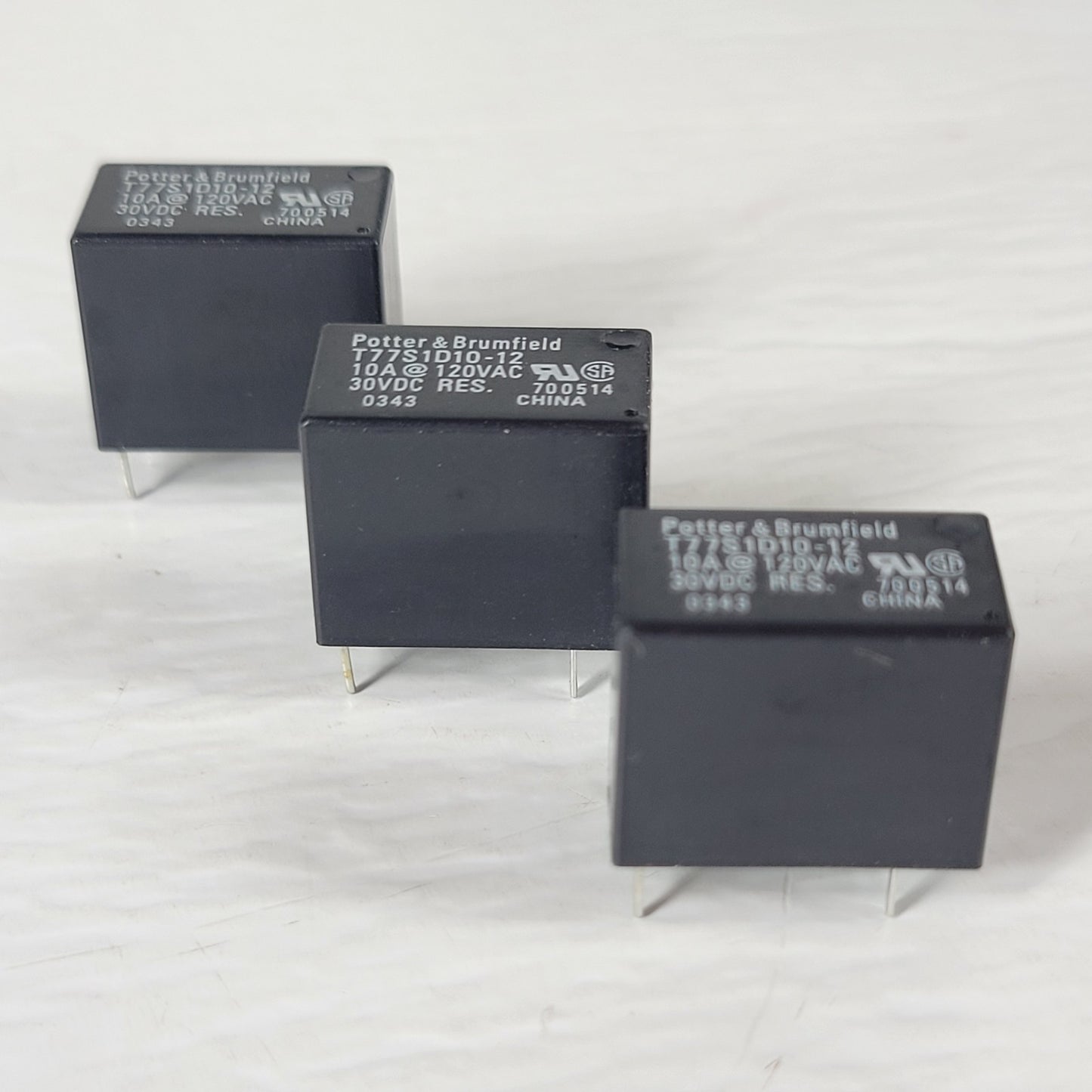 Lot of 3, POTTER & BRUMFIELD T77S1D10-12 Relay PC MNT PWR SPST 10A 120VAC 30VDC