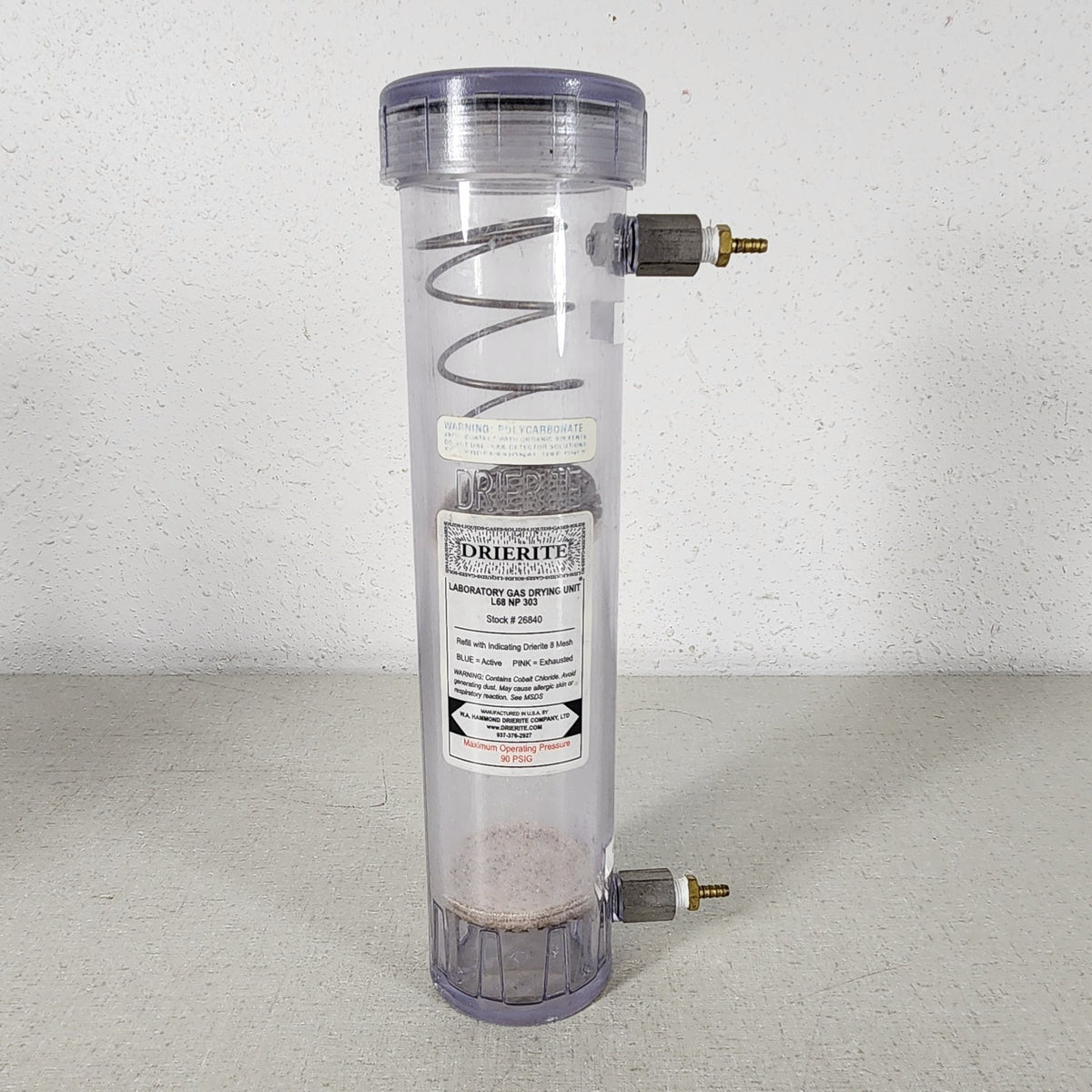 DRIERITE L68-NP-303 26840 Lab Laboratory Gas Drying Unit 90 PSIG Polycarbonate