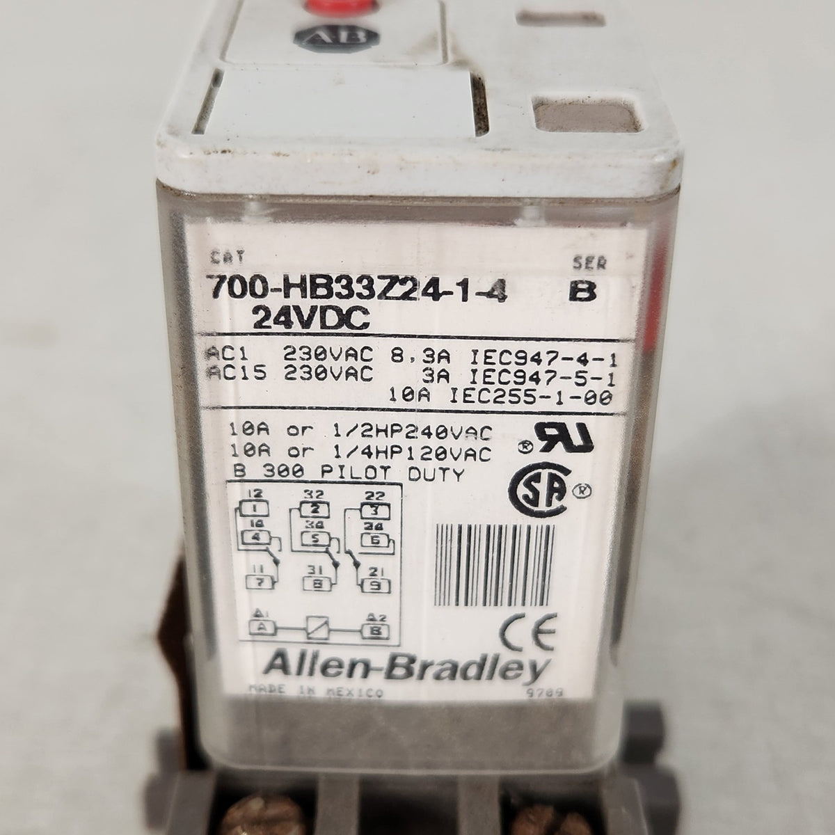 LOT OF 2 Allen-Bradley 700-HB33Z24-1-4 24VDC 3PDT 10A Control Relays