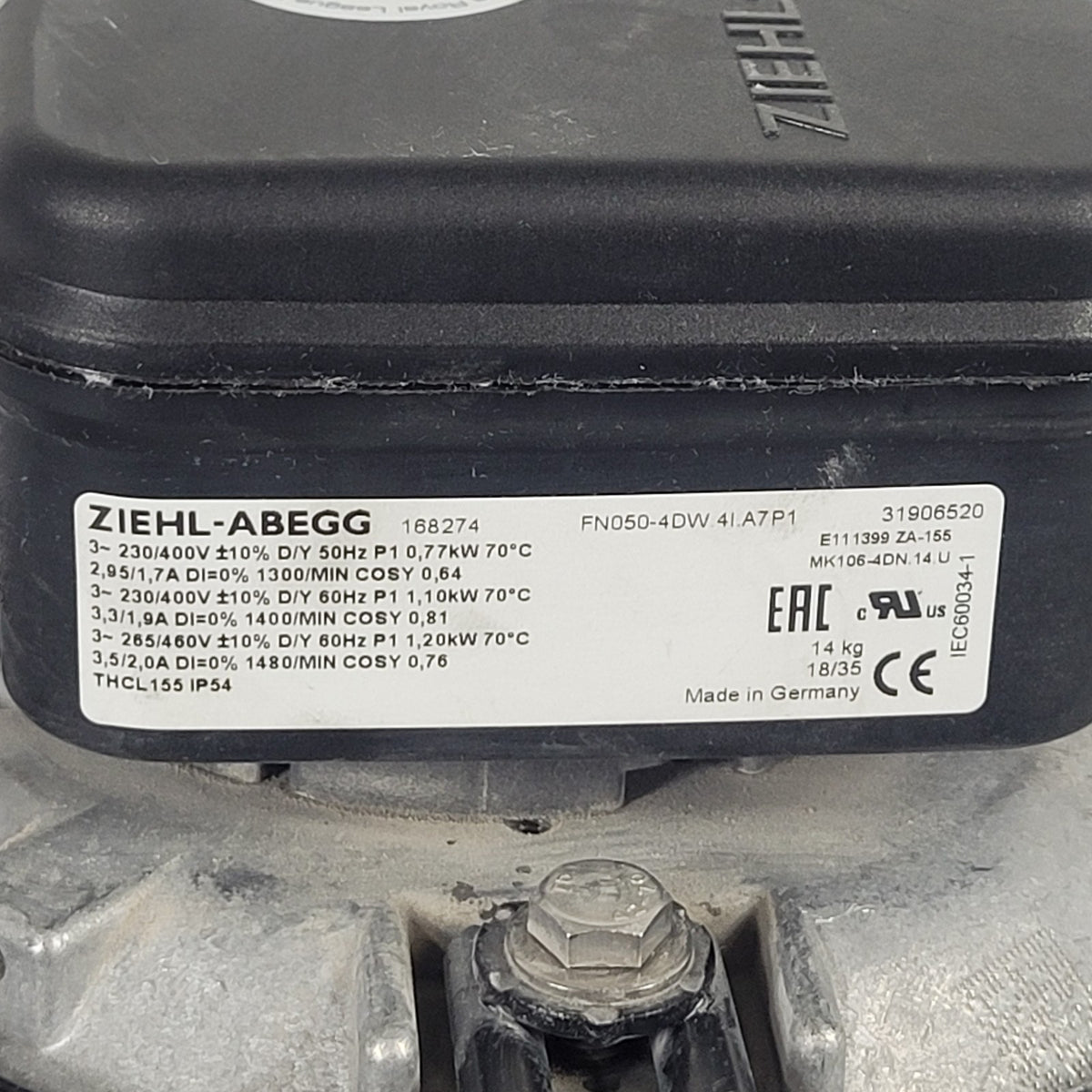ZIEHL-ABEGG FN050-4DW.4I.A7P1 500mm Axial Cooling Fan 230/400V 3PH