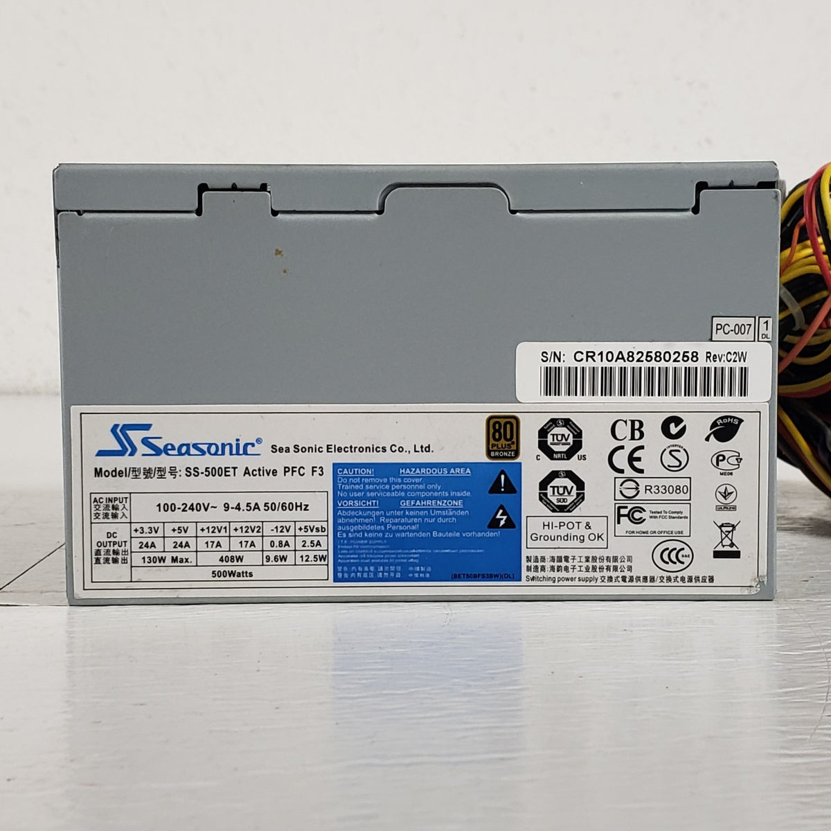 Seasonic SS-500ET 500W 80 Plus Bronze ATX Power Supply Active PFC F3