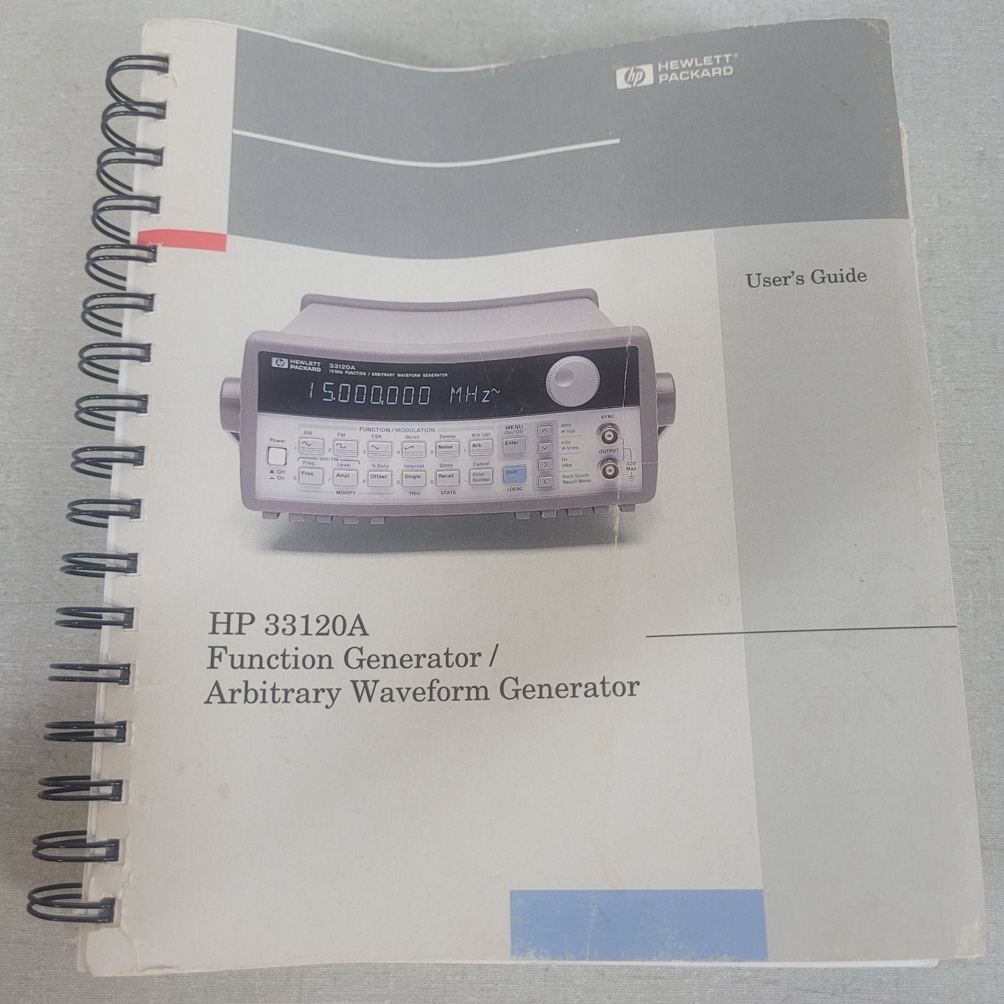 HP 33120-90003 33120A Function Arbitrary Waveform Generator User's Guide Manual