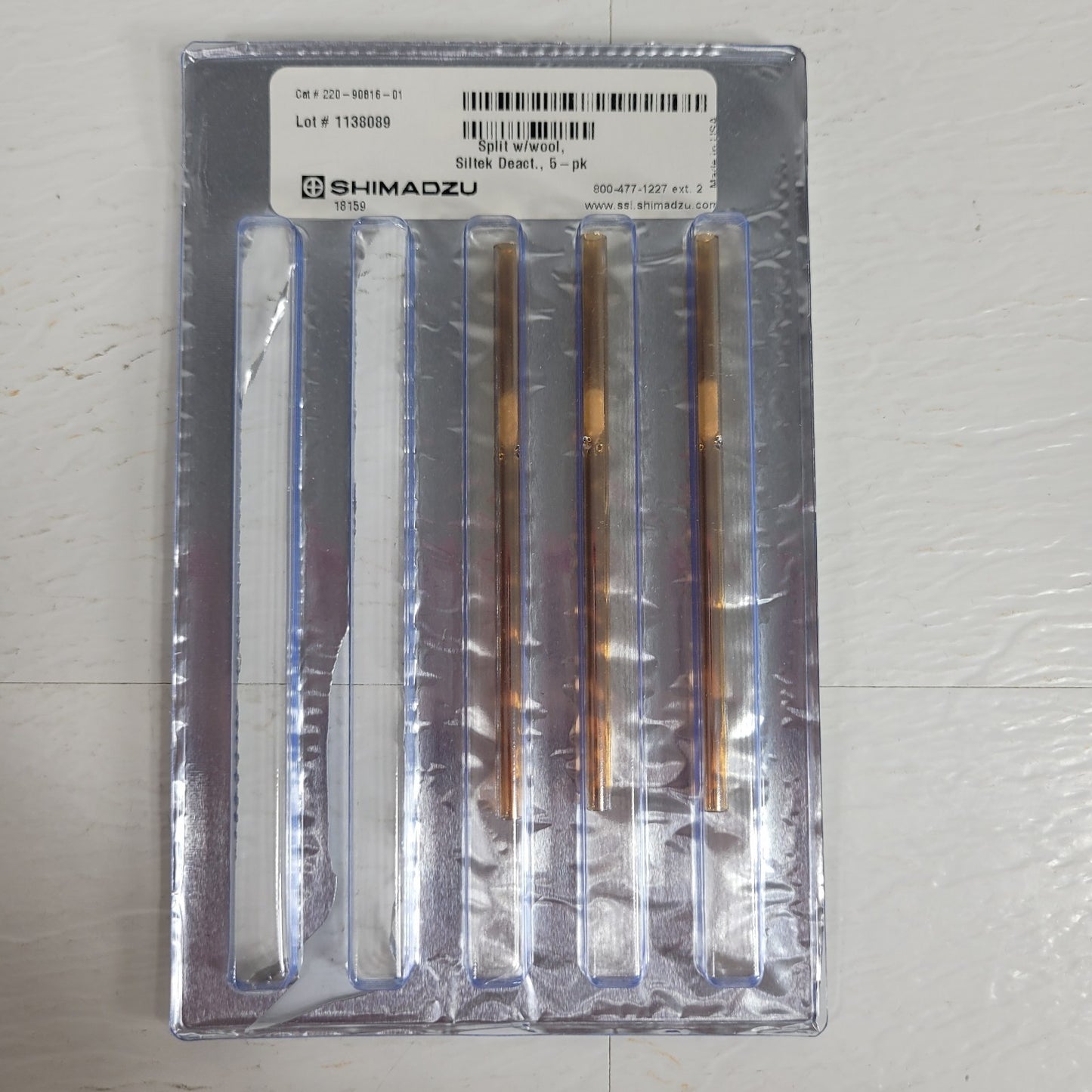 3 Pack Shimadzu 220-90816-01 GC Siltek Deactivated Split Liner with Wool Spl-17