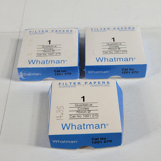 WHATMAN 1001-070 70mm Diameter Filter Papers, 100-Packs, 2 Sealed, One Partial