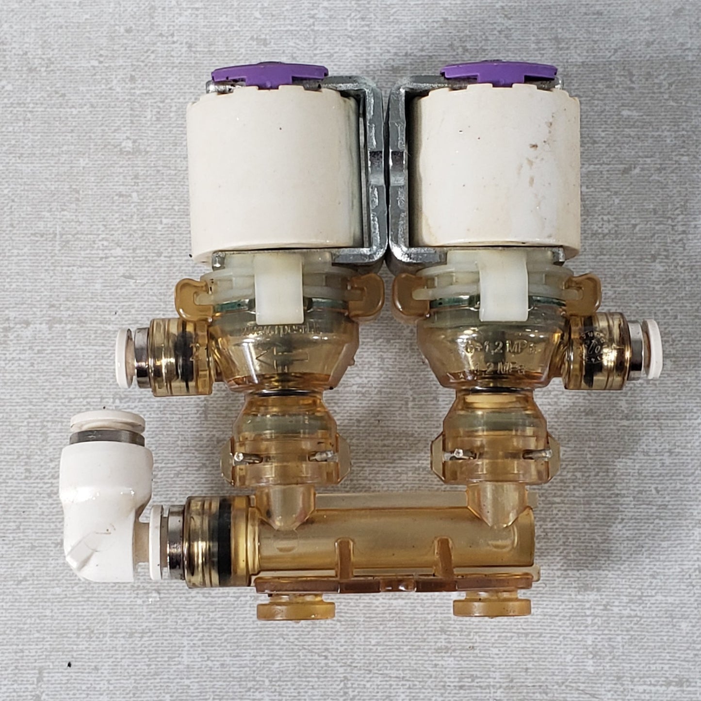 Fanke Coffee Double Solenoid Valve Assembly from an A800 Esspressso Machine