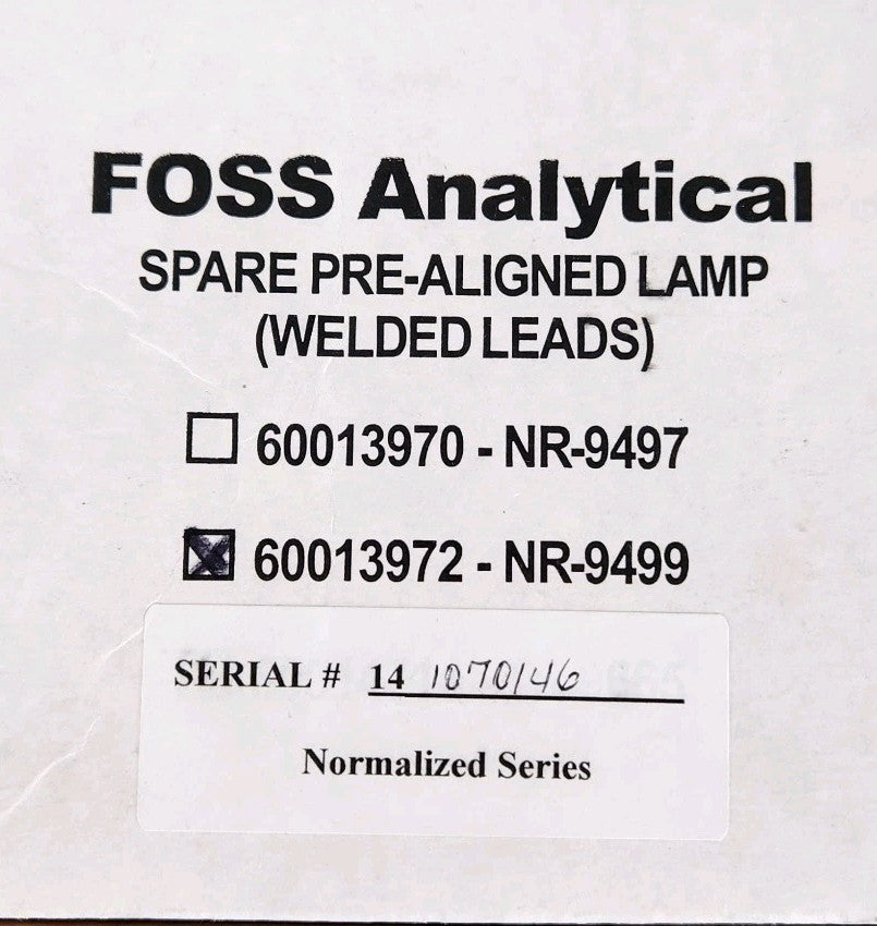 FOSS 60013972 NR-9499 Pre-Aligned Monochromator NIR Analytical Lamp w/ Sheet