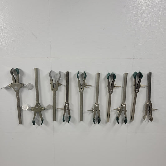 Lot Of 10 Talon 1" 2-Prong Lab Clamps 8" Long 8/10 Single 2/10 Double Adjustment